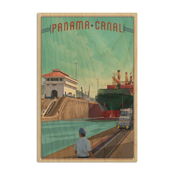 Panama Canal, Litho, Lantern Press Artwork, Wood Signs and Postcards Wood Lantern Press 10 x 15 Wood Sign 
