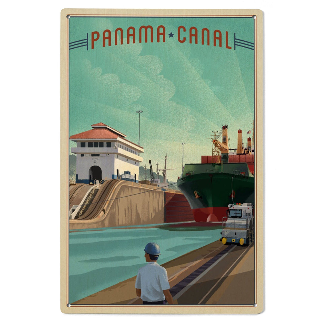 Panama Canal, Litho, Lantern Press Artwork, Wood Signs and Postcards Wood Lantern Press 