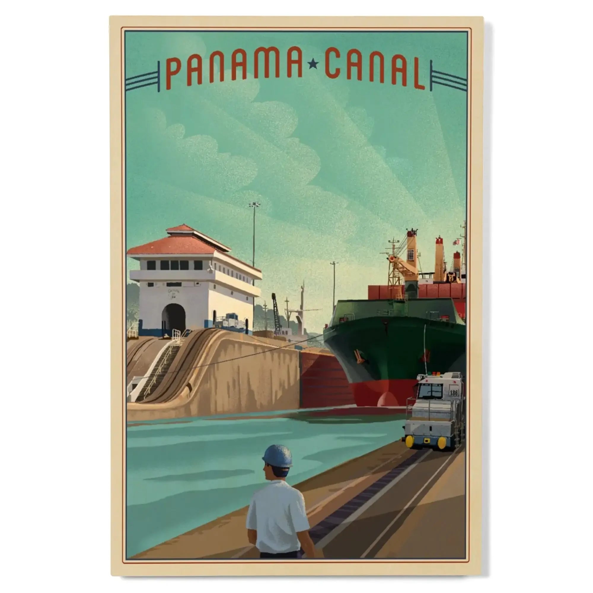 Panama Canal, Litho, Lantern Press Artwork, Wood Signs and Postcards