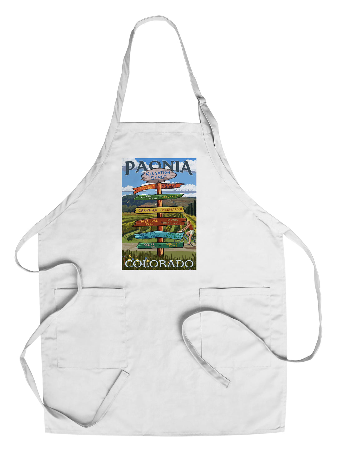 Paonia, Colorado, Destination Signpost, Lantern Press Artwork, Towels and Aprons Kitchen Lantern Press Chef's Apron 