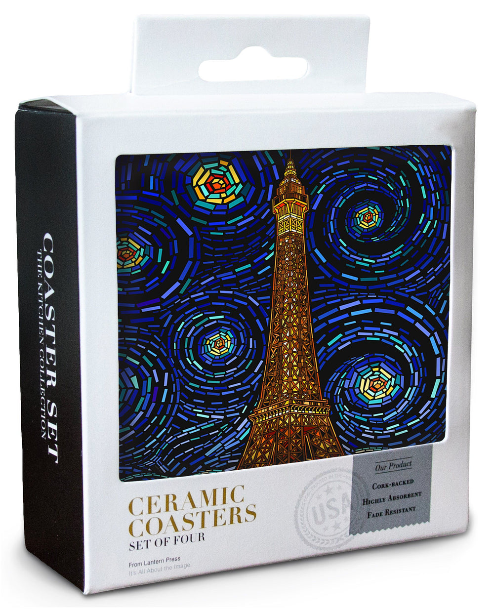 Paris, France, Eiffel Tower Mosaic, Lantern Press Artwork, Coaster Set Coasters Lantern Press 