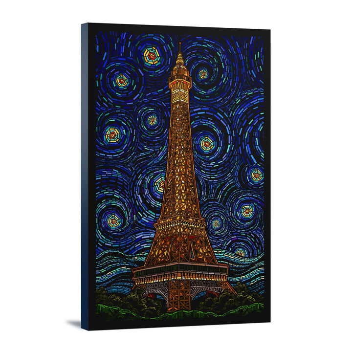 Paris, France, Eiffel Tower Mosaic, Lantern Press Artwork, Stretched Canvas Canvas Lantern Press 12x18 Stretched Canvas 
