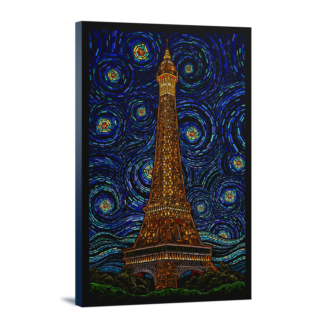 Paris, France, Eiffel Tower Mosaic, Lantern Press Artwork, Stretched Canvas Canvas Lantern Press 24x36 Stretched Canvas 