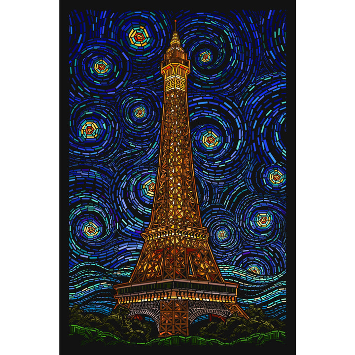Paris, France, Eiffel Tower Mosaic, Lantern Press Artwork, Stretched Canvas Canvas Lantern Press 