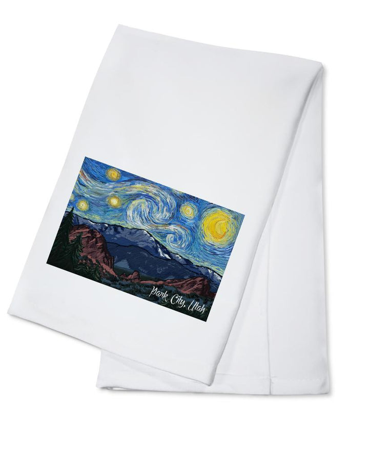Park City, Utah, Mountain Peak, Starry Night, Lantern Press Artwork, Towels and Aprons Kitchen Lantern Press Cotton Towel 