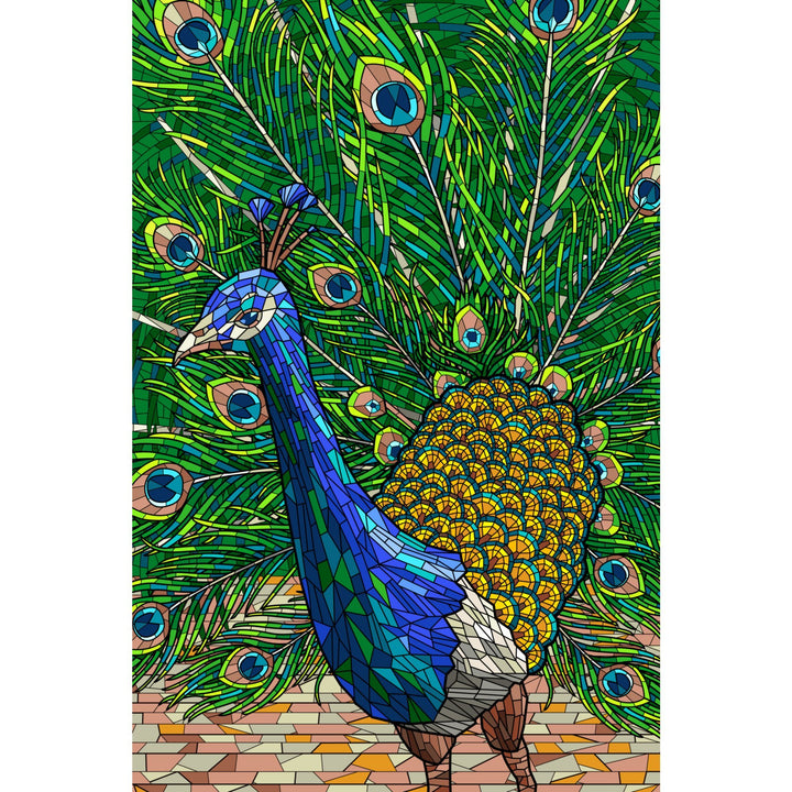 Peacock, Mosaic, Lantern Press Artwork, Stretched Canvas Canvas Lantern Press 