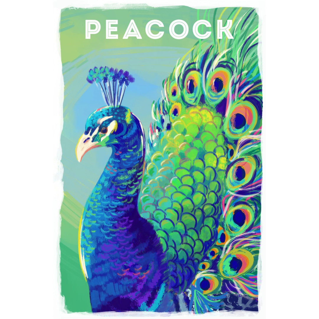 Peacock, Vivid Series, Lantern Press Artwork, Stretched Canvas Canvas Lantern Press 