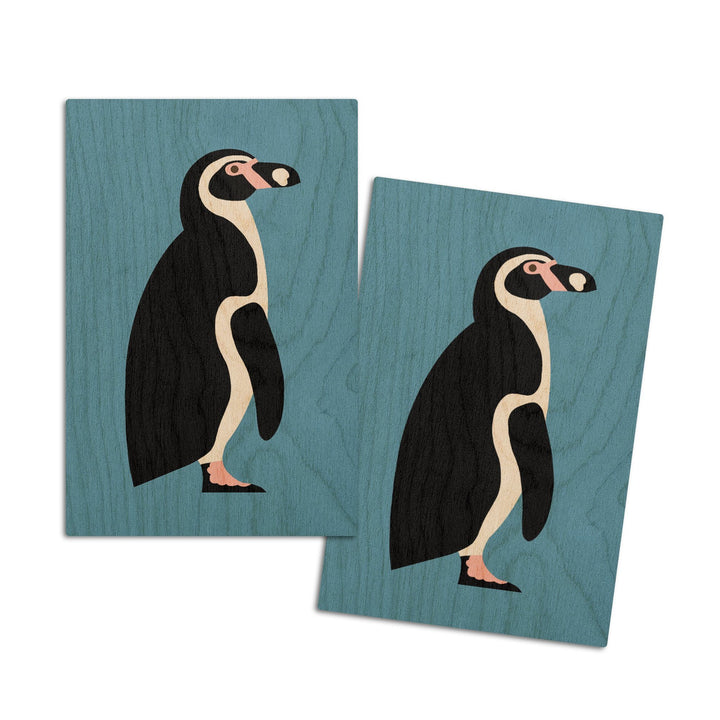 Penguin, Retro Style, Contour, Lantern Press Artwork, Wood Signs and Postcards Wood Lantern Press 4x6 Wood Postcard Set 
