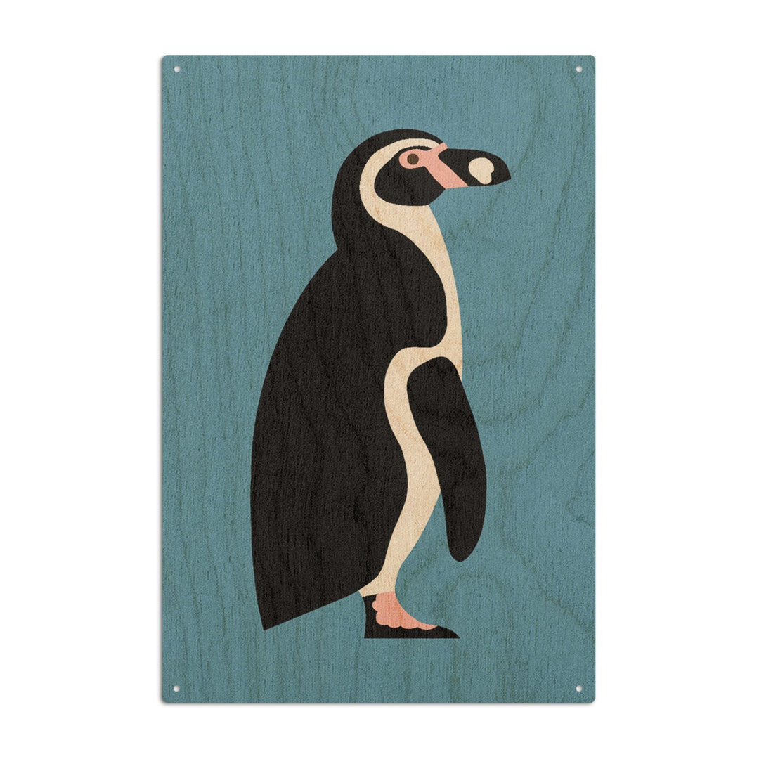 Penguin, Retro Style, Contour, Lantern Press Artwork, Wood Signs and Postcards Wood Lantern Press 6x9 Wood Sign 