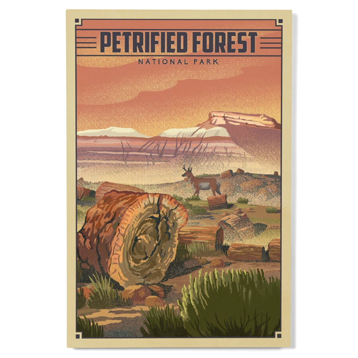 Petrified Forest National Park, Arizona, Lithograph National Park Series, Lantern Press Artwork, Wood Signs and Postcards Wood Lantern Press 