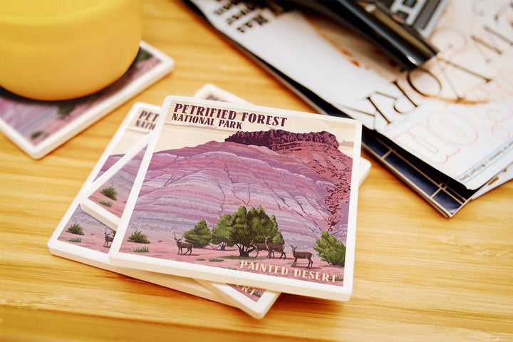 Petrified Forest National Park, Arizona, Painted Desert, Lantern Press Artwork, Coaster Set Coasters Lantern Press 