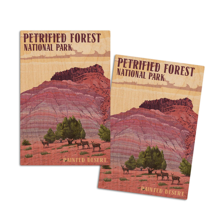Petrified Forest National Park, Arizona, Painted Desert, Lantern Press Artwork, Wood Signs and Postcards Wood Lantern Press 4x6 Wood Postcard Set 