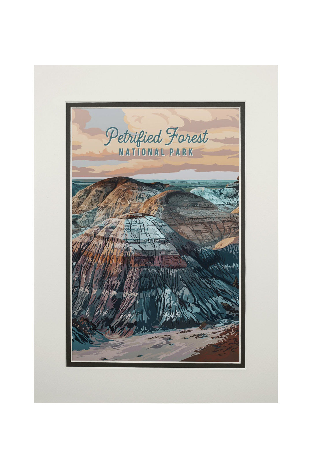 Petrified Forest National Park, Arizona, Painterly National Park Series, Art Prints and Metal Signs Art Lantern Press 11 x 14 Matted Art Print 