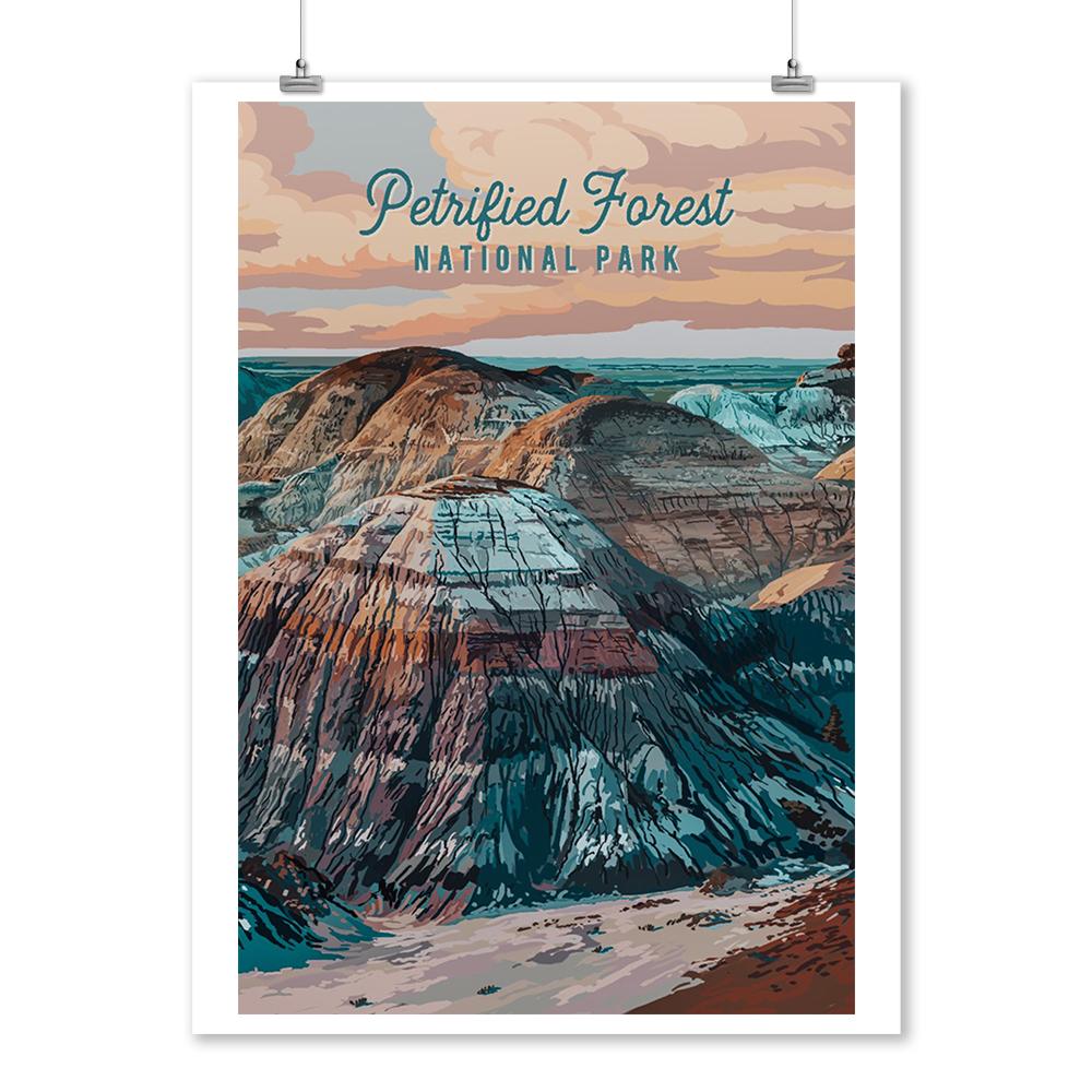 Petrified Forest National Park, Arizona, Painterly National Park Series, Art Prints and Metal Signs Art Lantern Press 12 x 18 Art Print 