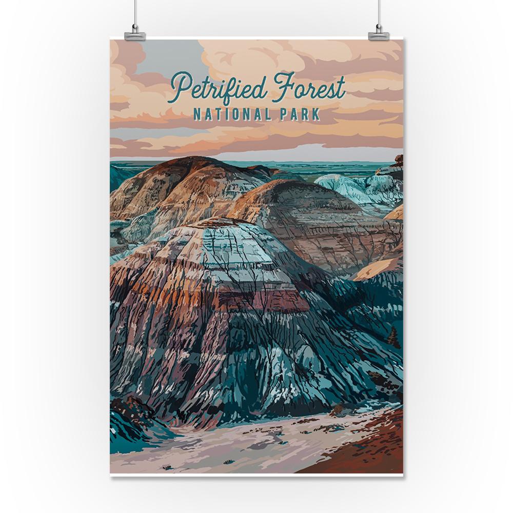 Petrified Forest National Park, Arizona, Painterly National Park Series, Art Prints and Metal Signs Art Lantern Press 36 x 54 Giclee Print 