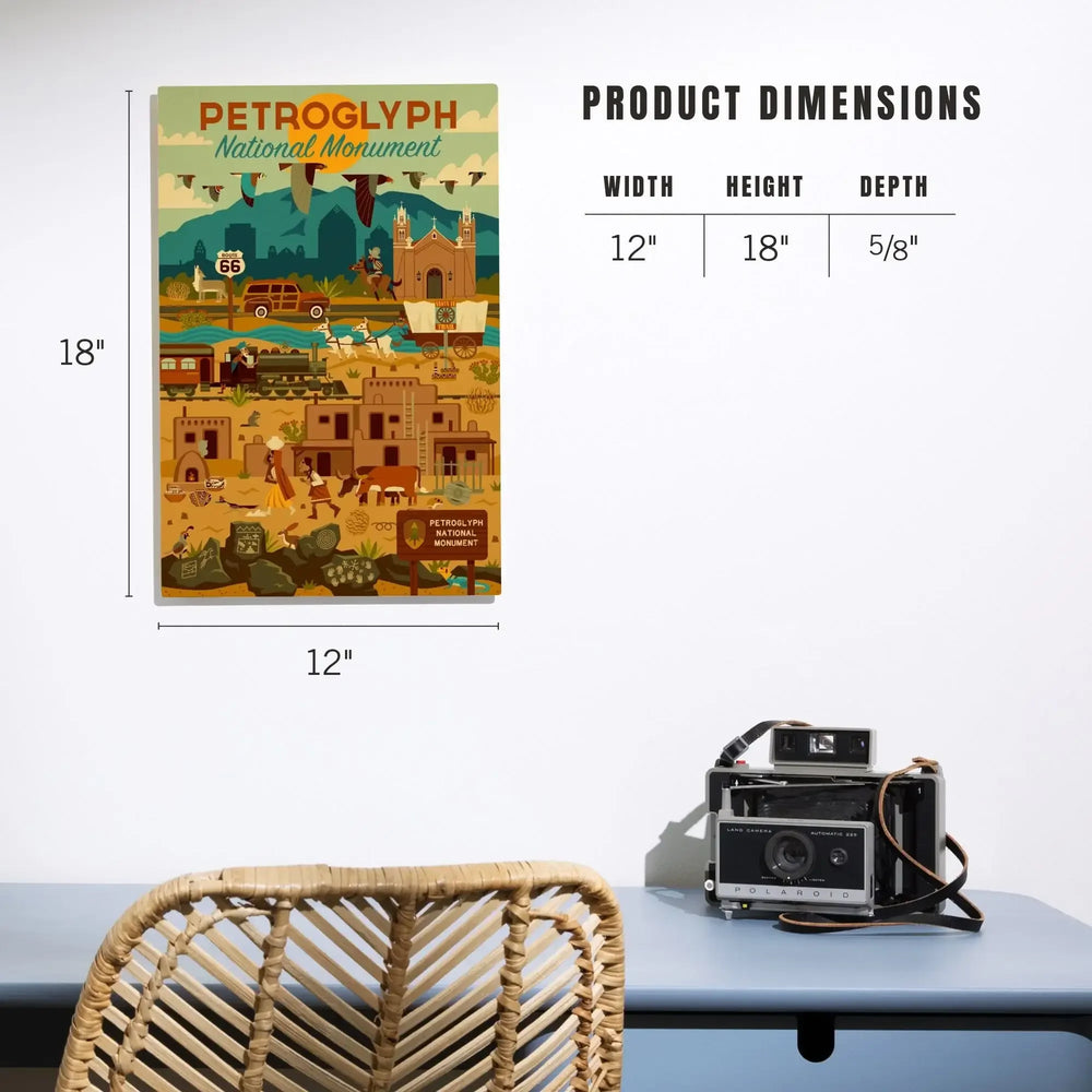 Petroglyph National Monument, New Mexico, Geometric, Lantern Press Artwork, Wood Signs and Postcards Wood Lantern Press 