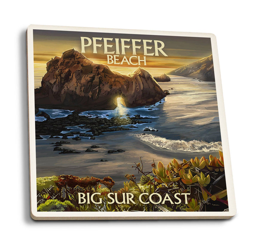 Pfeiffer Beach, California, Lantern Press Artwork, Coaster Set Coasters Lantern Press 