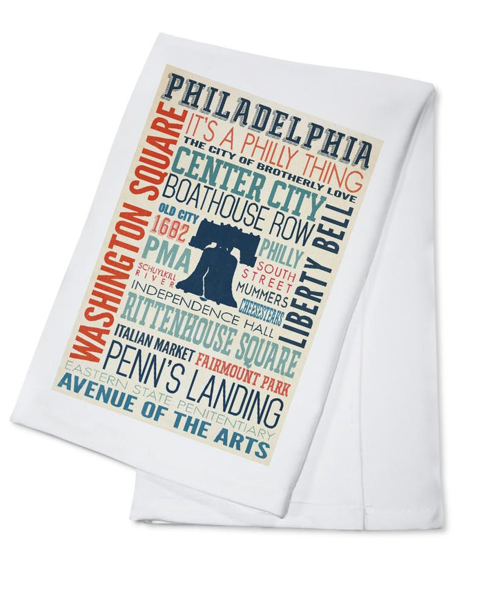Philadelphia, Pennsylvania, Typography, Lantern Press Artwork, Towels and Aprons Kitchen Lantern Press Cotton Towel 