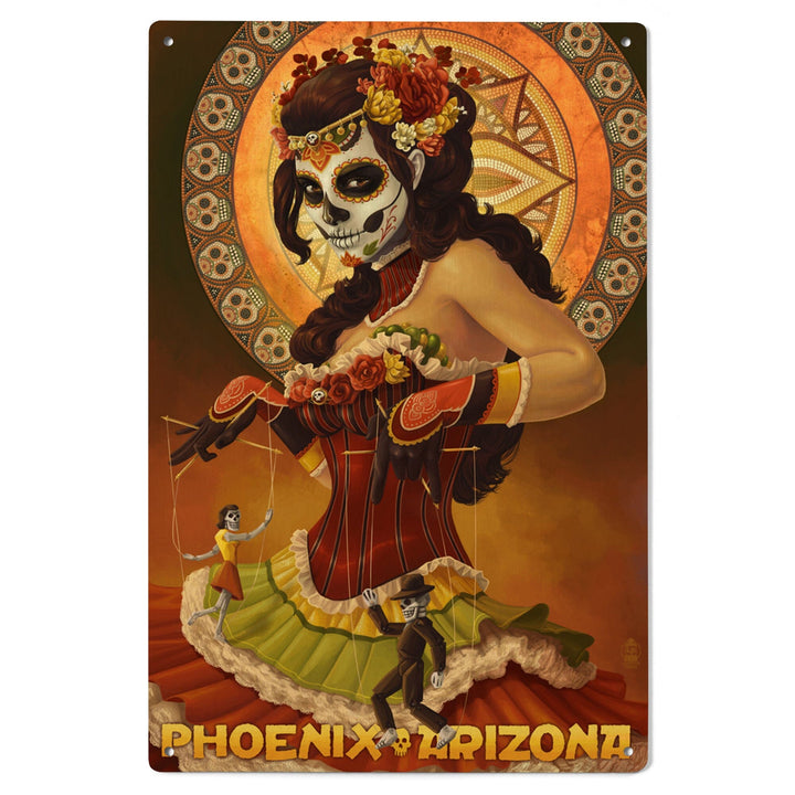 Phoenix, Arizona, Day of the Dead Marionettes, Lantern Press Artwork, Wood Signs and Postcards Wood Lantern Press 