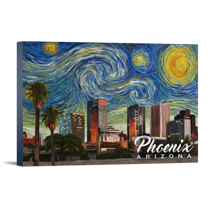 Phoenix, Arizona, Starry Night Series, Lantern Press Artwork, Stretched Canvas Canvas Lantern Press 12x18 Stretched Canvas 