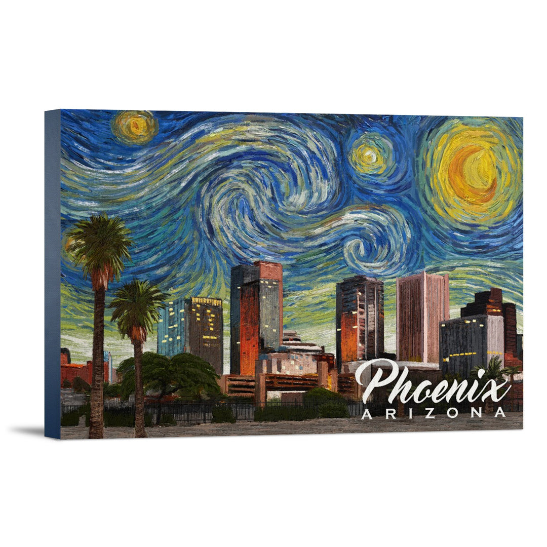 Phoenix, Arizona, Starry Night Series, Lantern Press Artwork, Stretched Canvas Canvas Lantern Press 16x24 Stretched Canvas 