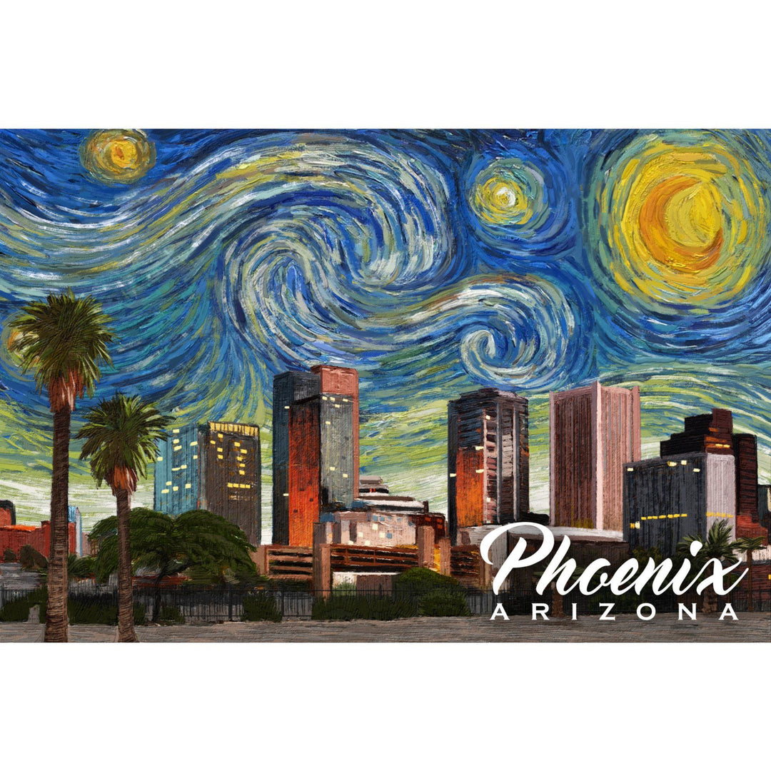 Phoenix, Arizona, Starry Night Series, Lantern Press Artwork, Stretched Canvas Canvas Lantern Press 