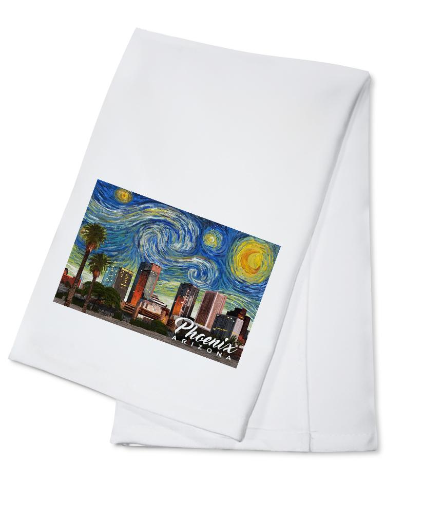 Phoenix, Arizona, Starry Night Series, Lantern Press Artwork, Towels and Aprons Kitchen Lantern Press Cotton Towel 
