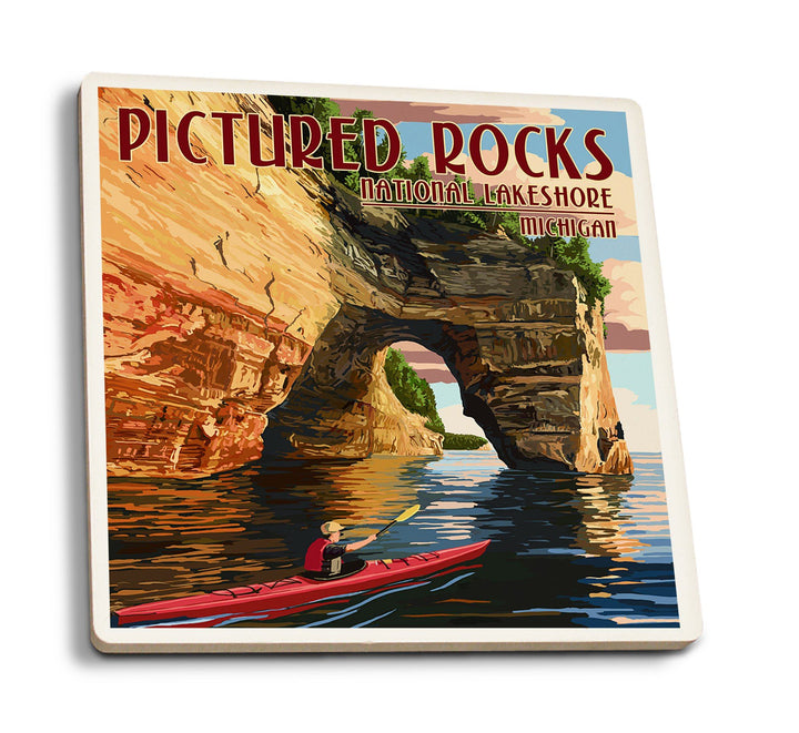 Pictured Rocks National Lakeshore, Michigan, Lantern Press Artwork, Coaster Set Coasters Lantern Press 