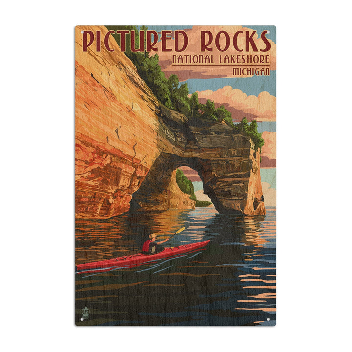 Pictured Rocks National Lakeshore, Michigan, Lantern Press Artwork, Wood Signs and Postcards Wood Lantern Press 10 x 15 Wood Sign 