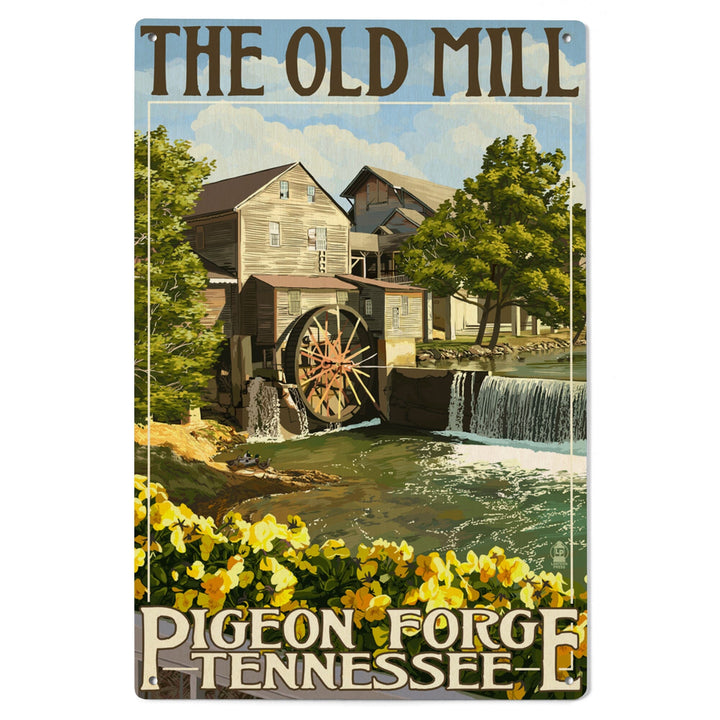 Pigeon Forge, Tennesseee, The Old Mill, Lantern Press Artwork, Wood Signs and Postcards Wood Lantern Press 