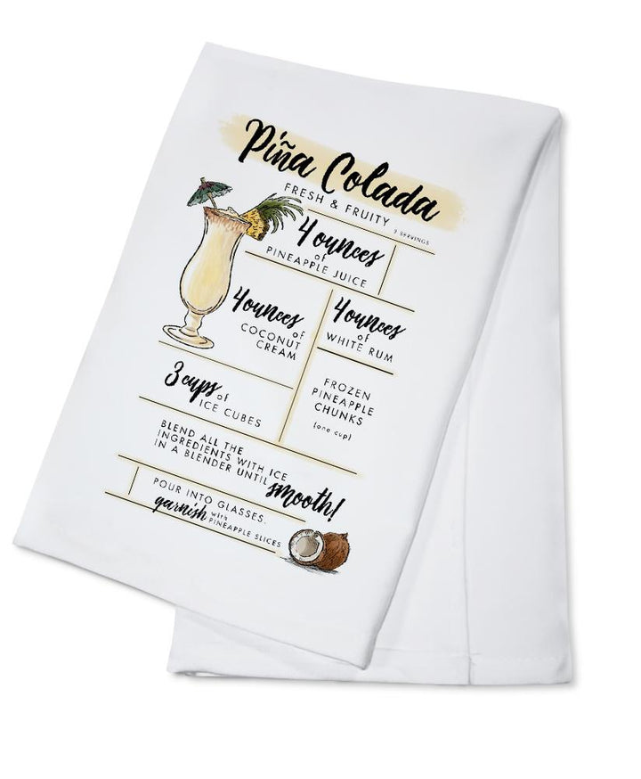 Pina Colada, Cocktail Recipe, Lantern Press Artwork, Towels and Aprons Kitchen Lantern Press Cotton Towel 