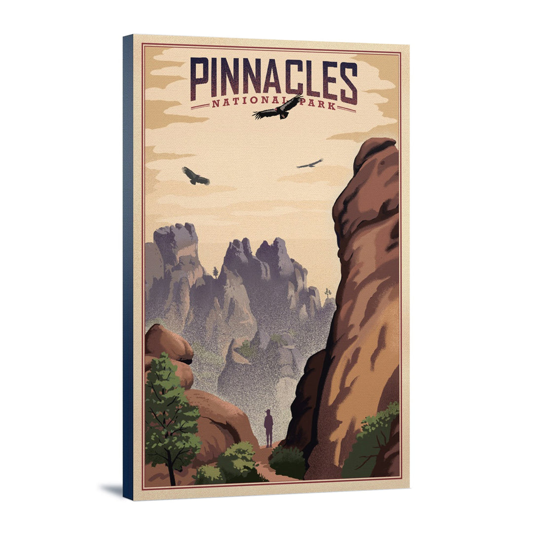 Pinnacles National Park, California, Lithograph, Lantern Press Artwork, Stretched Canvas Canvas Lantern Press 12x18 Stretched Canvas 