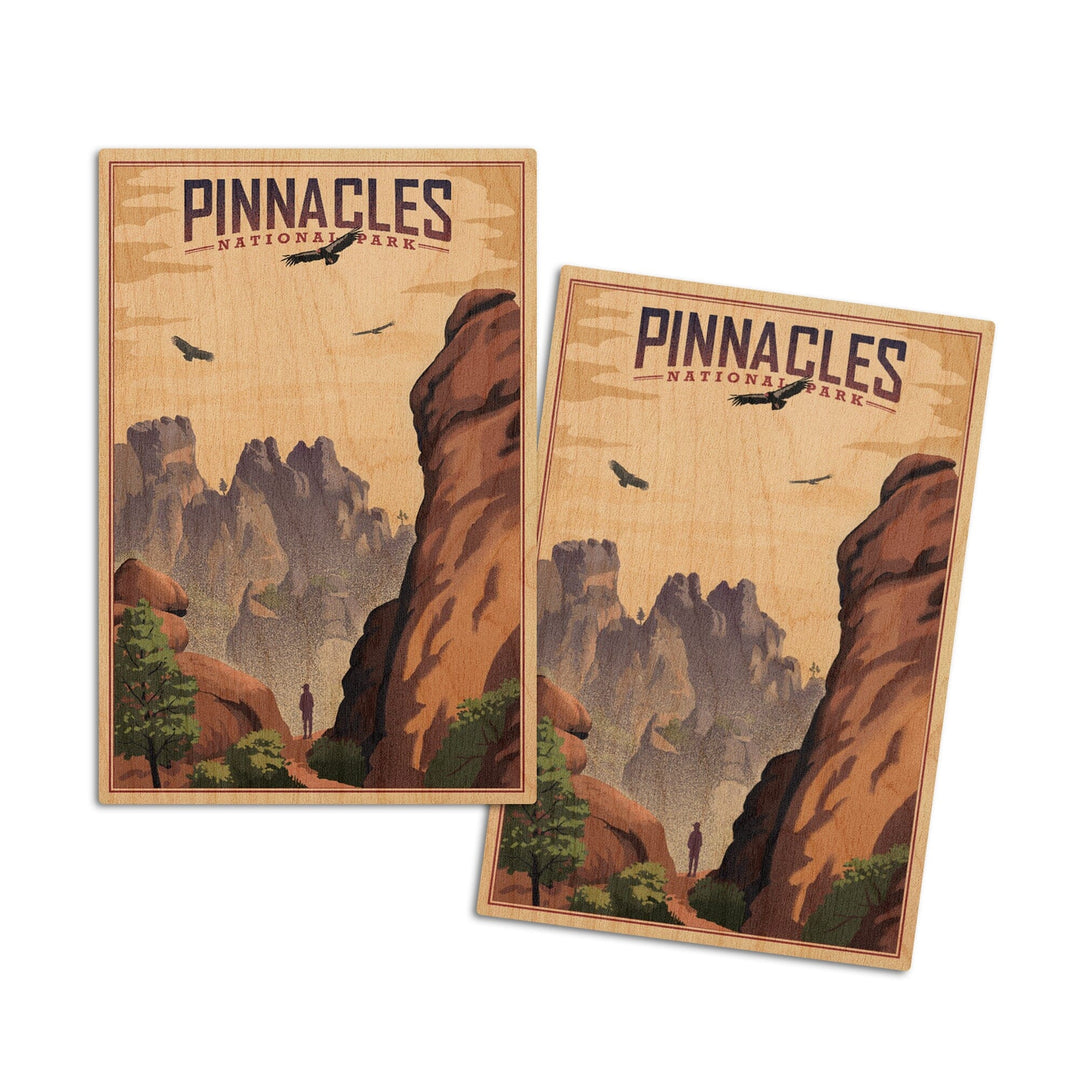 Pinnacles National Park, California, Lithograph, Lantern Press Artwork, Wood Signs and Postcards Wood Lantern Press 4x6 Wood Postcard Set 