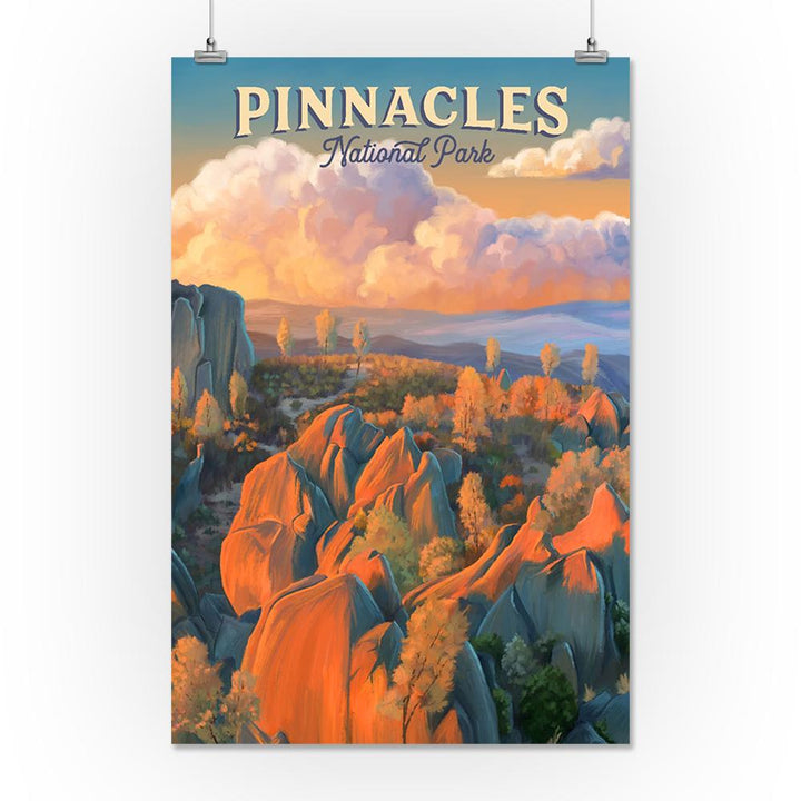 Pinnacles National Park, California, Oil Painting, Lantern Press Artwork, Art Prints and Metal Signs Art Lantern Press 16 x 24 Giclee Print 