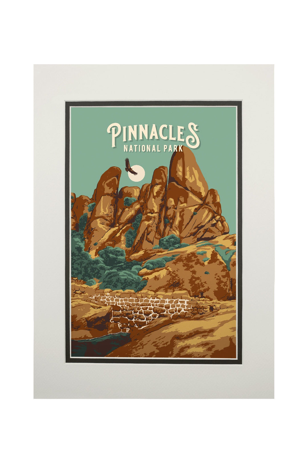 Pinnacles National Park, California, Painterly National Park Series, Art Prints and Metal Signs Art Lantern Press 11 x 14 Matted Art Print 