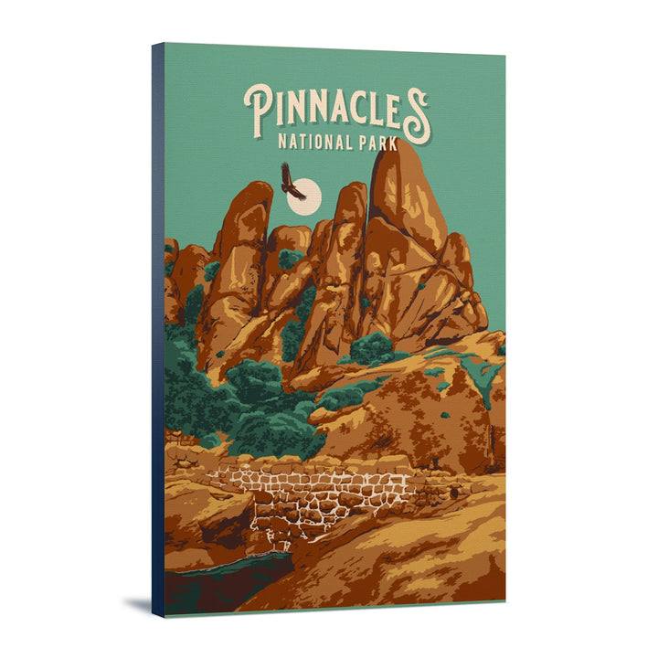 Pinnacles National Park, California, Painterly National Park Series, Stretched Canvas Canvas Lantern Press 12x18 Stretched Canvas 