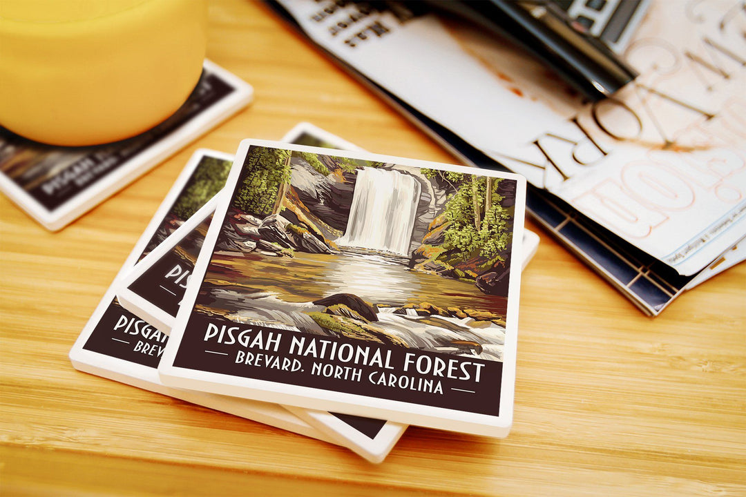 Pisgah National Forest, Brevard, North Carolina, Lantern Press Artwork, Coaster Set Coasters Lantern Press 