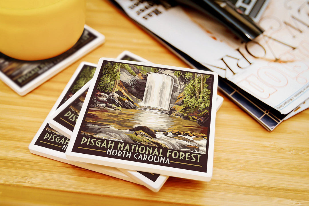 Pisgah National Forest, North Carolina, Lantern Press Artwork, Coaster Set Coasters Lantern Press 