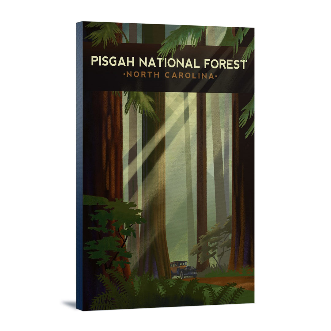 Pisgah National Forest, North Carolina, Redwood Forest, Lithograph, Lantern Press Artwork, Stretched Canvas Canvas Lantern Press 12x18 Stretched Canvas 