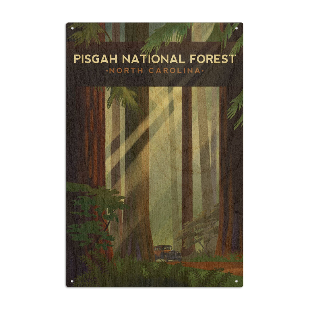 Pisgah National Forest, North Carolina, Redwood Forest, Lithograph, Lantern Press Artwork, Wood Signs and Postcards Wood Lantern Press 10 x 15 Wood Sign 
