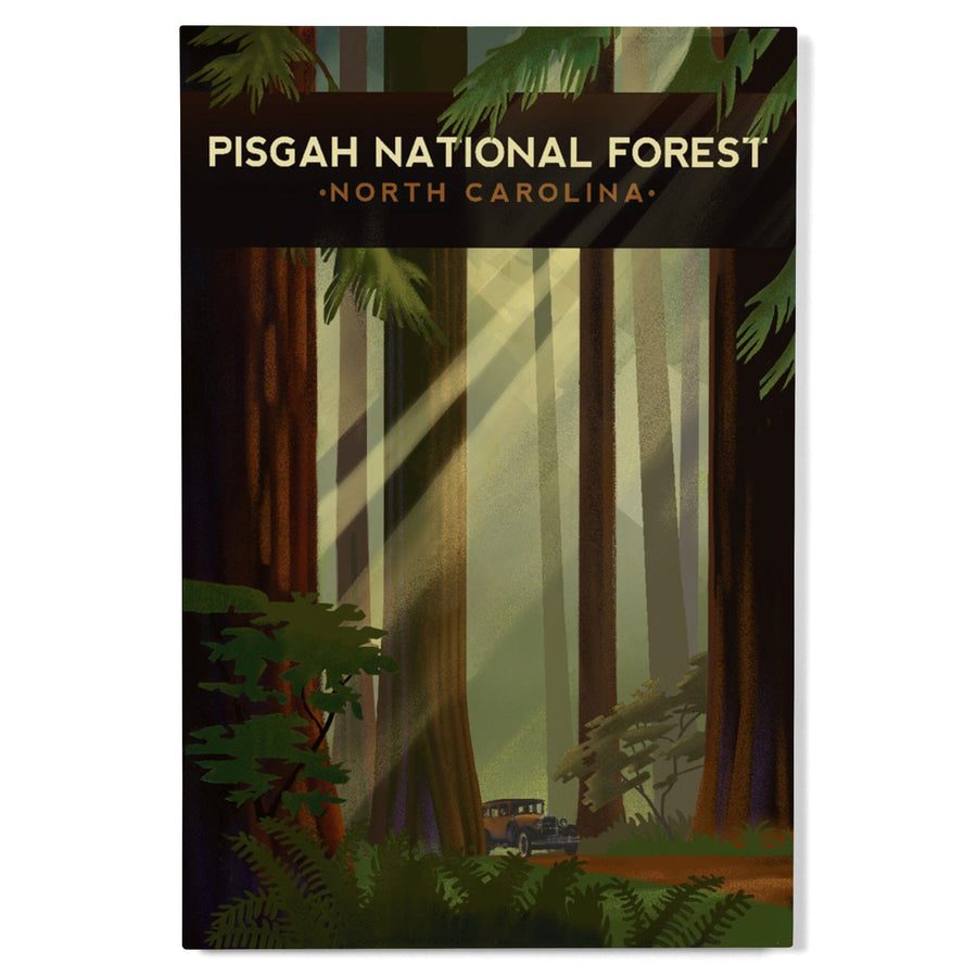 Pisgah National Forest, North Carolina, Redwood Forest, Lithograph, Lantern Press Artwork, Wood Signs and Postcards Wood Lantern Press 