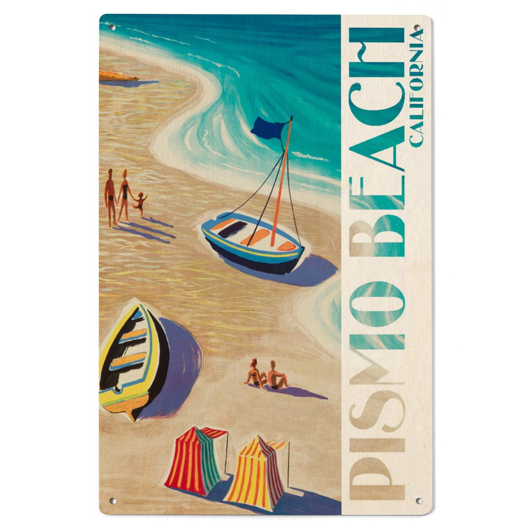 Pismo Beach, California, Beach Scene, Lantern Press Artwork, Wood Signs and Postcards Wood Lantern Press 