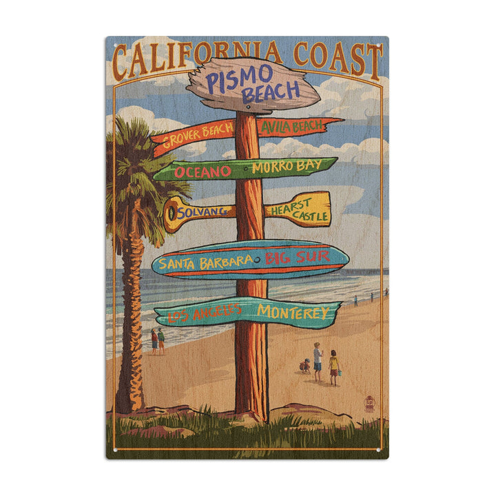Pismo Beach, California, Destinations Sign, Lantern Press Artwork, Wood Signs and Postcards Wood Lantern Press 10 x 15 Wood Sign 