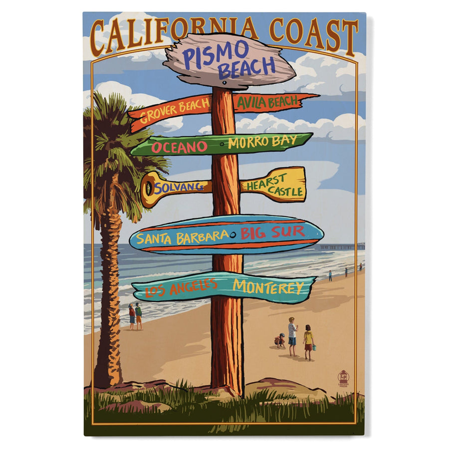 Pismo Beach, California, Destinations Sign, Lantern Press Artwork, Wood Signs and Postcards Wood Lantern Press 