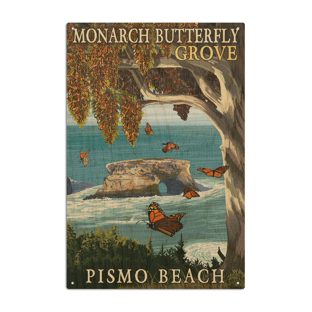 Pismo Beach, California, Monarch Butterfly Grove, Lantern Press Artwork, Wood Signs and Postcards Wood Lantern Press 10 x 15 Wood Sign 