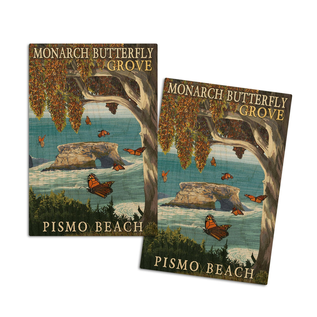 Pismo Beach, California, Monarch Butterfly Grove, Lantern Press Artwork, Wood Signs and Postcards Wood Lantern Press 4x6 Wood Postcard Set 