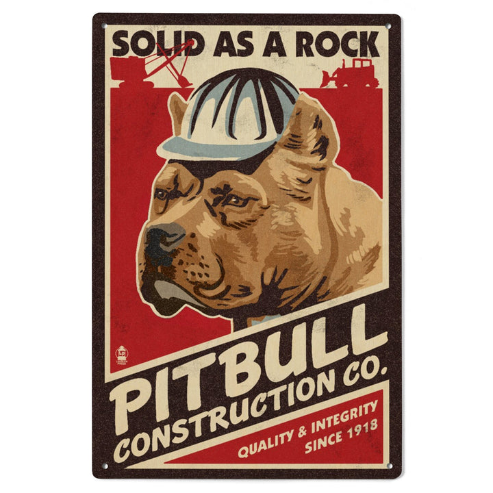 Pitbull, Retro Construction Company Ad, Lantern Press Artwork, Wood Signs and Postcards Wood Lantern Press 