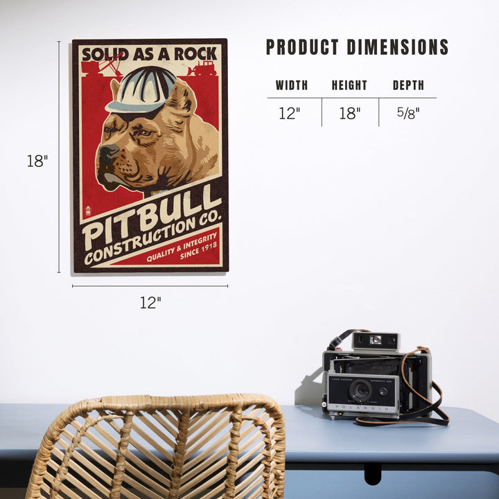 Pitbull, Retro Construction Company Ad, Lantern Press Artwork, Wood Signs and Postcards Wood Lantern Press 
