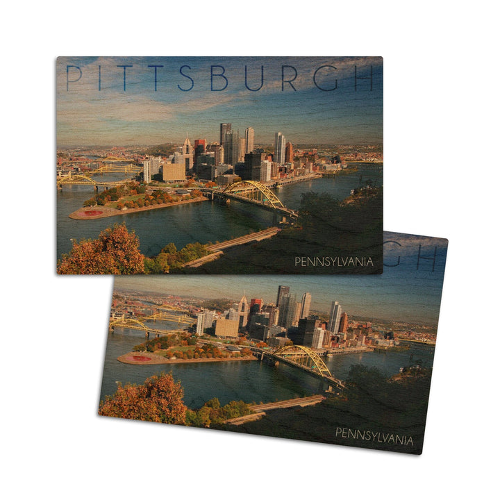 Pittsburgh, Pennsylvania, Autumn Scene, Lantern Press Photography, Wood Signs and Postcards Wood Lantern Press 4x6 Wood Postcard Set 