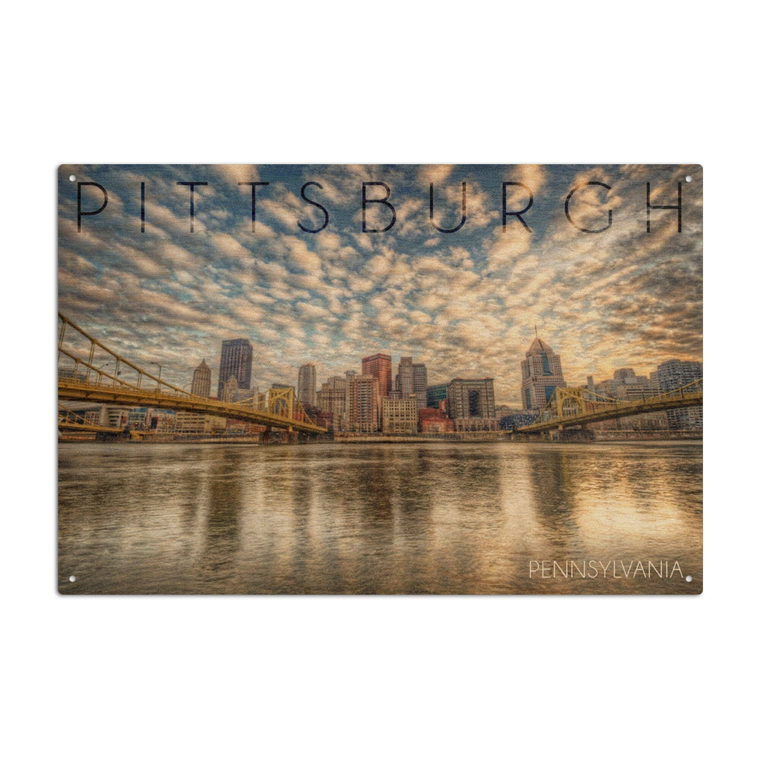 Pittsburgh, Pennsylvania, Skyline From the North Shore, Lantern Press Photography, Wood Signs and Postcards Wood Lantern Press 10 x 15 Wood Sign 